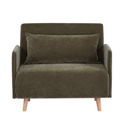 Fauteuil BELUSHI convertible en tissu chenille vert Kaki Drawer