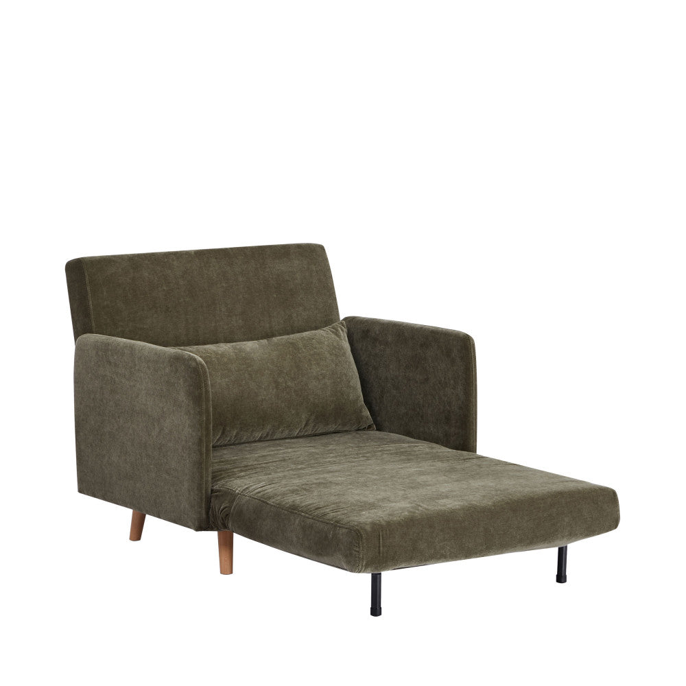 Fauteuil BELUSHI convertible en tissu chenille vert Kaki Drawer