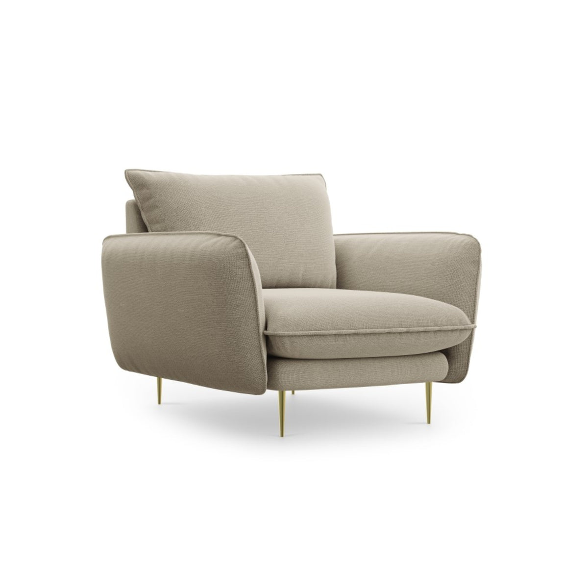 Fauteuil COSMOPOLITAN DESIGN Vienna en tissu structurel beige pieds doré