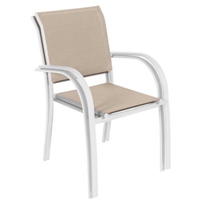 Lot de 6 Fauteuils de jardin empilables HESPERIDE Piazza Lin & Blanc