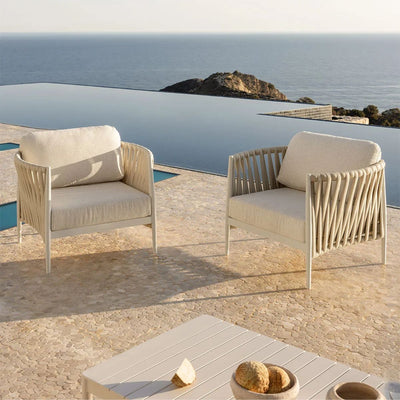 Lot de 2 fauteuils de jardin Sereilen en aluminium et tissu bouclé SKLUM