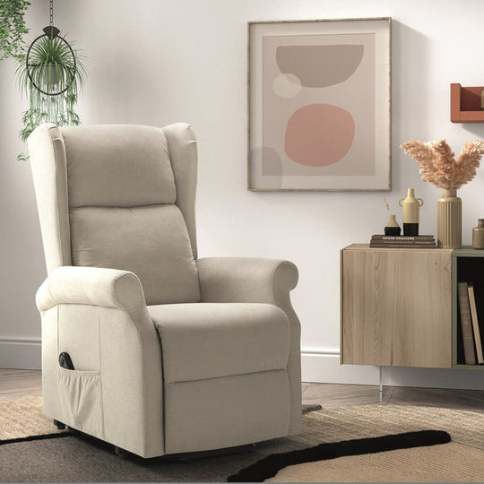 Fauteuil de relaxation électrique LES TENDANCES Agora releveur électrique 1 moteur tissu beige clair