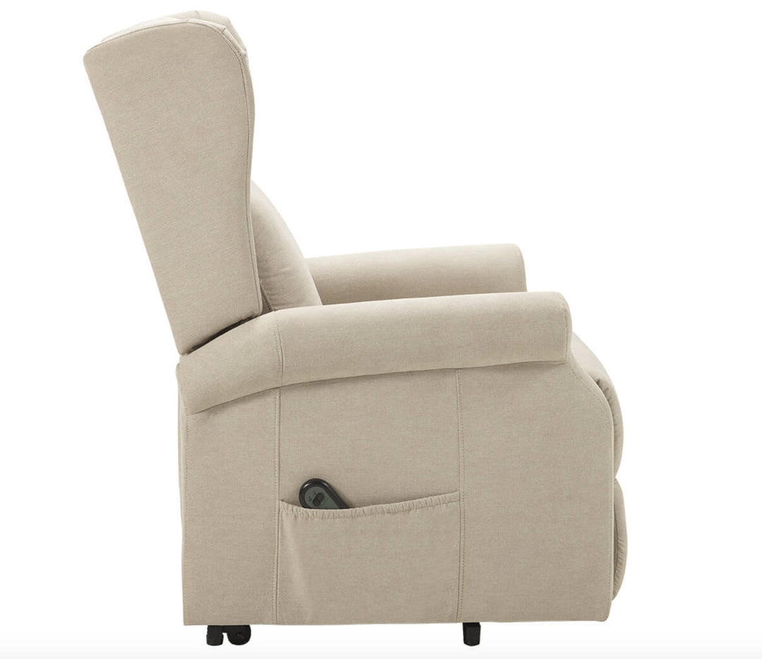 Fauteuil de relaxation électrique LES TENDANCES Agora releveur électrique 1 moteur tissu beige clair
