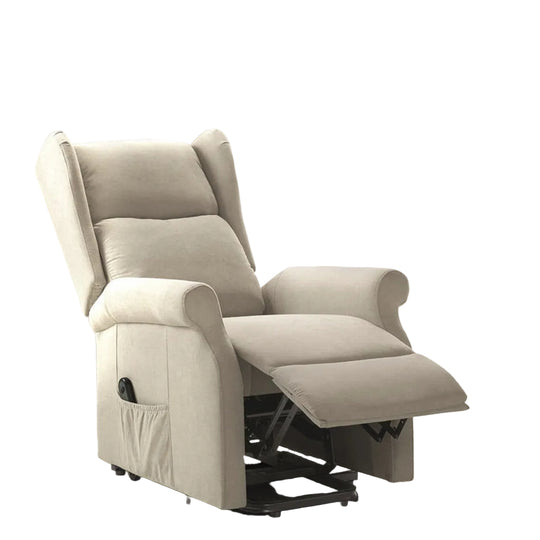 Fauteuil de relaxation électrique LES TENDANCES Agora releveur électrique 1 moteur tissu beige clair