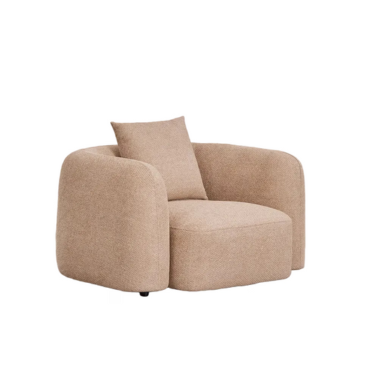 Fauteuil SKLUM Coco en tissu chenille épaisse brun latte