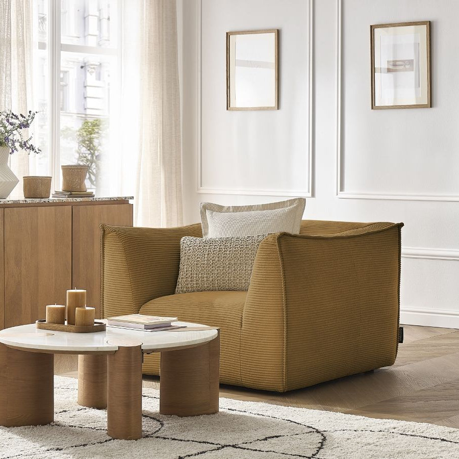 Fauteuil BOBOCHIC 1 place en velours côtelé jaune GIORGIA