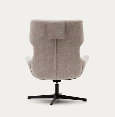 Fauteuil pivotant KAVE HOME avec accoudoirs Zalina en chenille beige et acier avec finition noire