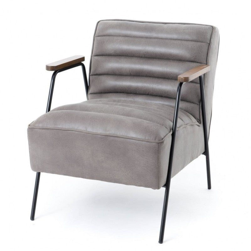 Fauteuil simili cuir gris HUTCH