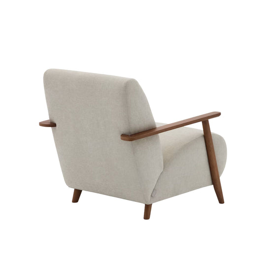 Fauteuil KAVE HOME Meghan en chenille perle et bois de frêne finition noyer