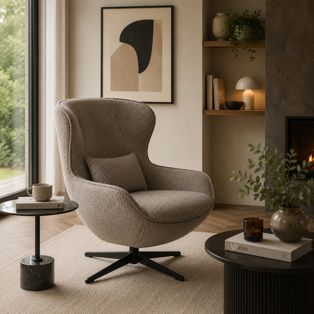 Fauteuil KAVE HOME Sorile pivotant chenille marron