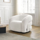 Fauteuil pivotant BOBOCHIC tissu bouclette blanc - ELINA