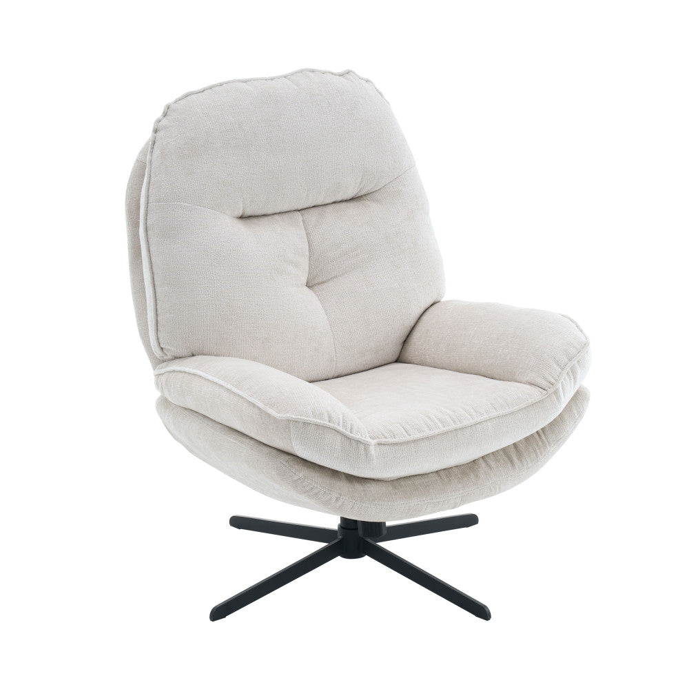 Fauteuil SOFIA Ecru pivotant pieds étoiles en velours DRAWER