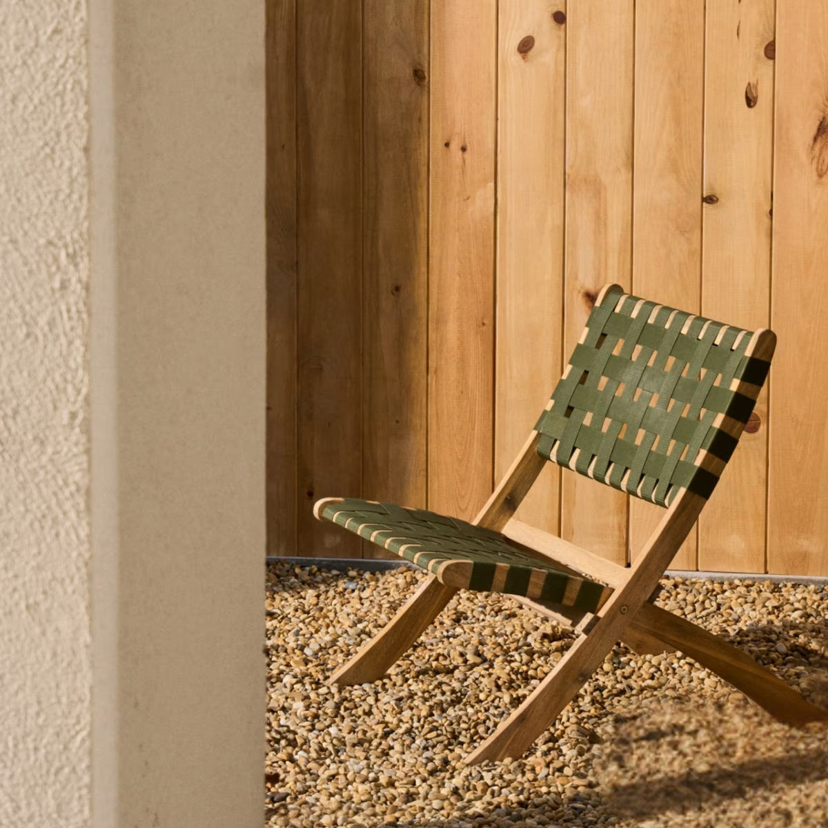 Fauteuil pliable KAVE HOME Chabeli bois d'acacia et corde verte
