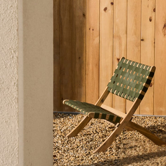 Fauteuil pliable KAVE HOME Chabeli bois d'acacia et corde verte