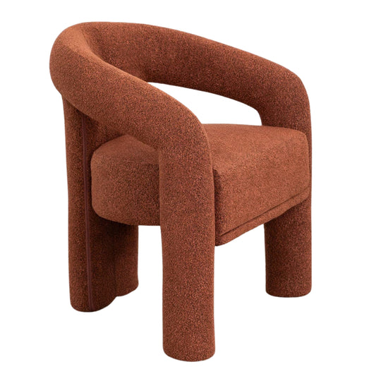 Fauteuil rembourré SKLUM Greca en tissu bouclé terracotta