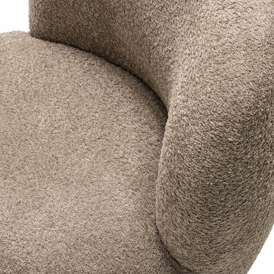 Fauteuil DRAWER Mo rond en tissu bouclette taupe