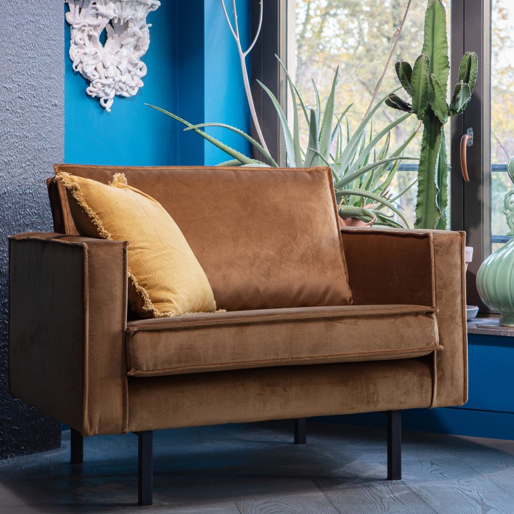 Fauteuil DRAWER en velours - BRONCO