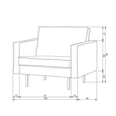 Fauteuil DRAWER en velours - BRONCO