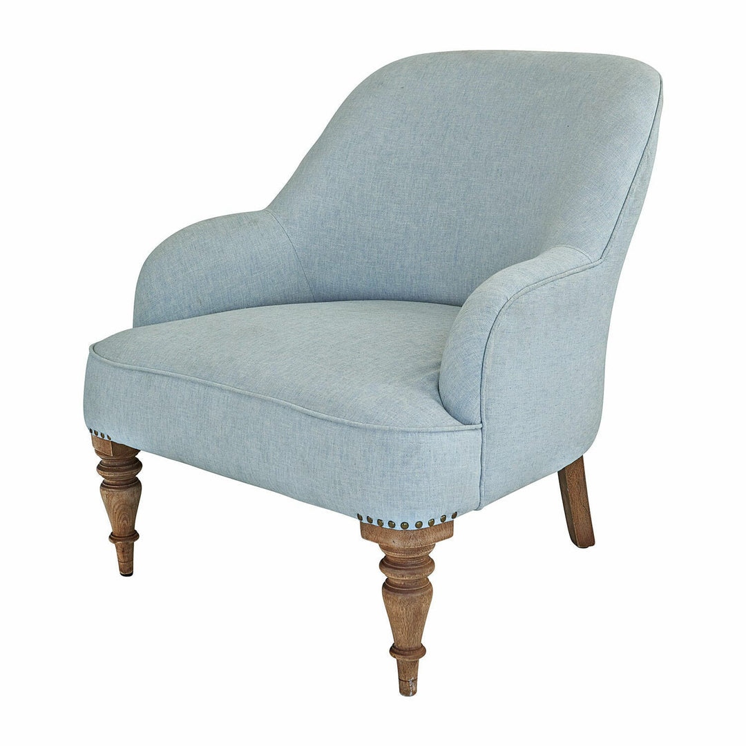 Fauteuil Ainsley bleu ciel en tissu pieds bois — photo produit