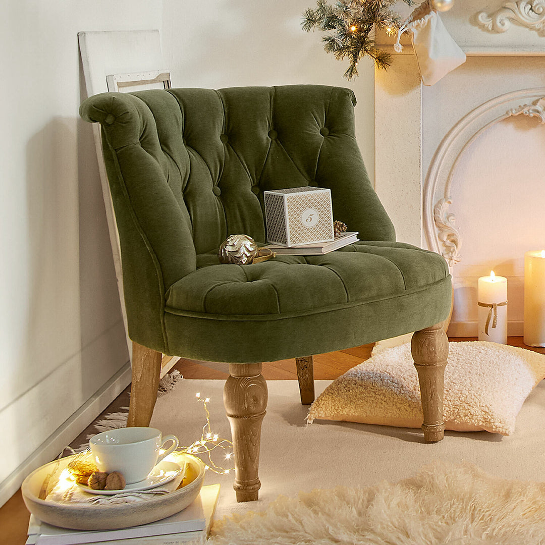 Fauteuil ARDILLEUX Vert et Marron LOBERON — photo produit