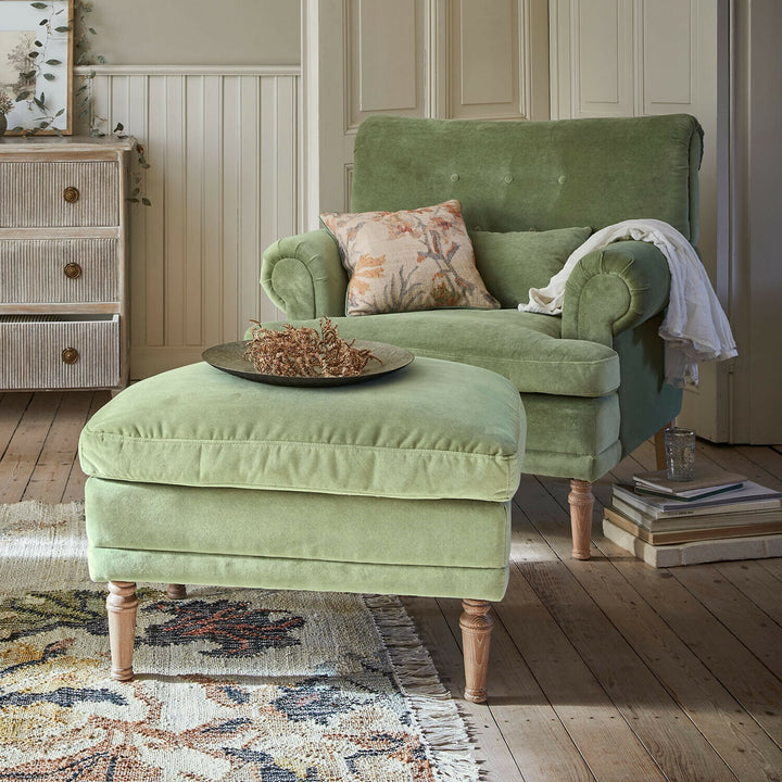 Fauteuil avec repose-pieds LOBERON vert clair Éclat Émeraude