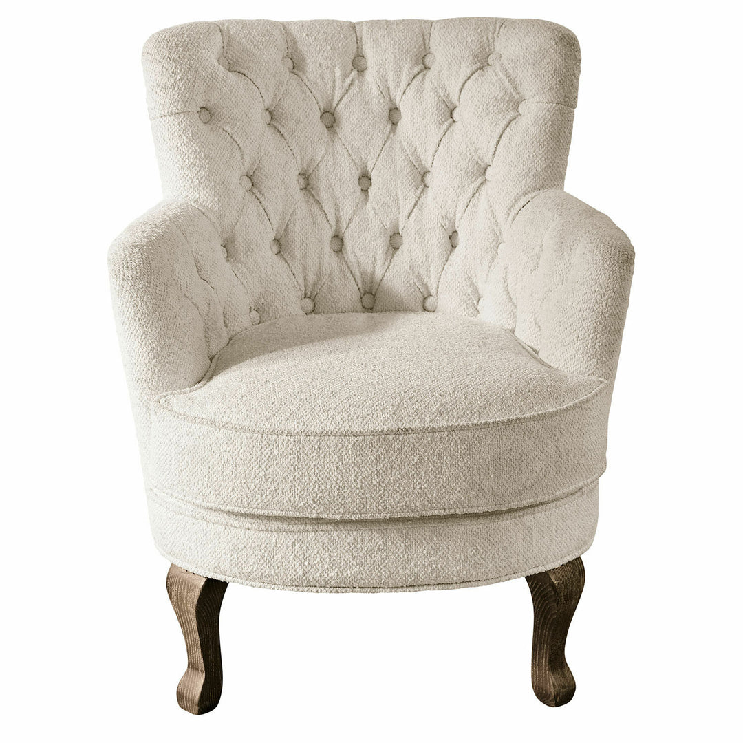 Fauteuil capitonné LOBERON Calgary en tissu bouclette crème — photo produit