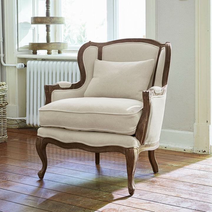 Fauteui LOBERON Kingswinford en bois et tissu beige