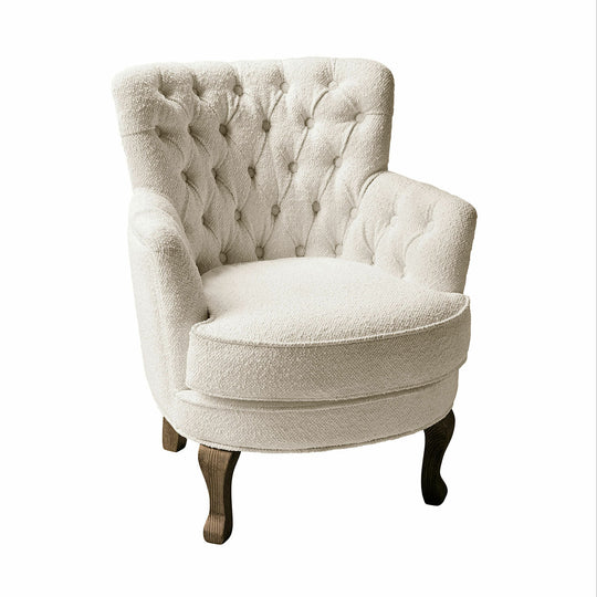 Fauteuil capitonné LOBERON Calgary en tissu bouclette crème — photo produit
