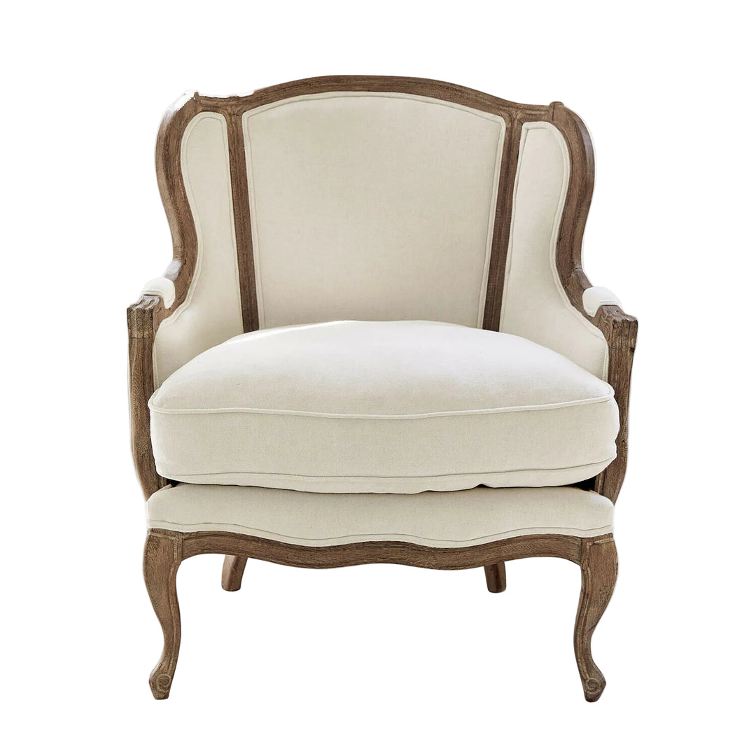 Fauteuil LOBERON Kingswinford en bois de chêne et tissu crème — photo produit