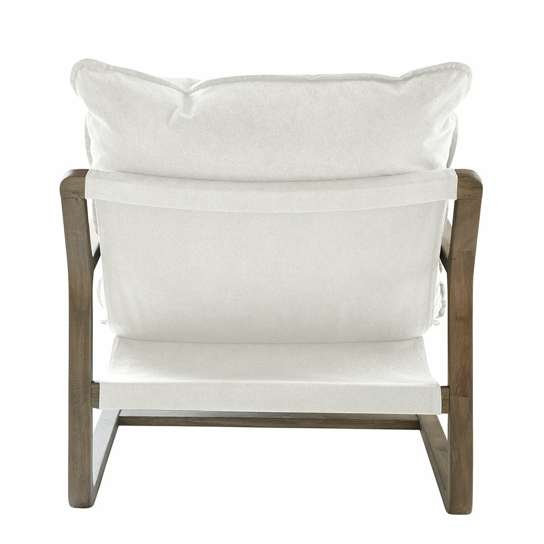 Fauteuil LOBERON Jowna en bois de chêne et tissu crème — photo produit
