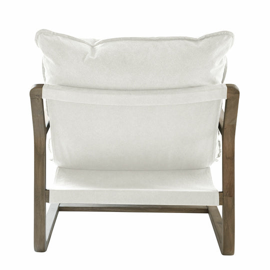 Fauteuil LOBERON Jowna en bois de chêne et tissu crème — photo produit