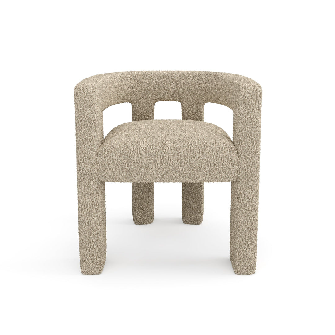 Fauteuil de salle à manger SIA HOME Alya en tissu bouclette taupe — photo produit