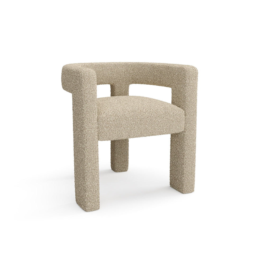 Fauteuil de salle à manger SIA HOME Alya en tissu bouclette taupe — photo produit