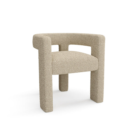 Fauteuil de salle à manger SIA HOME Alya en tissu bouclette taupe — photo produit