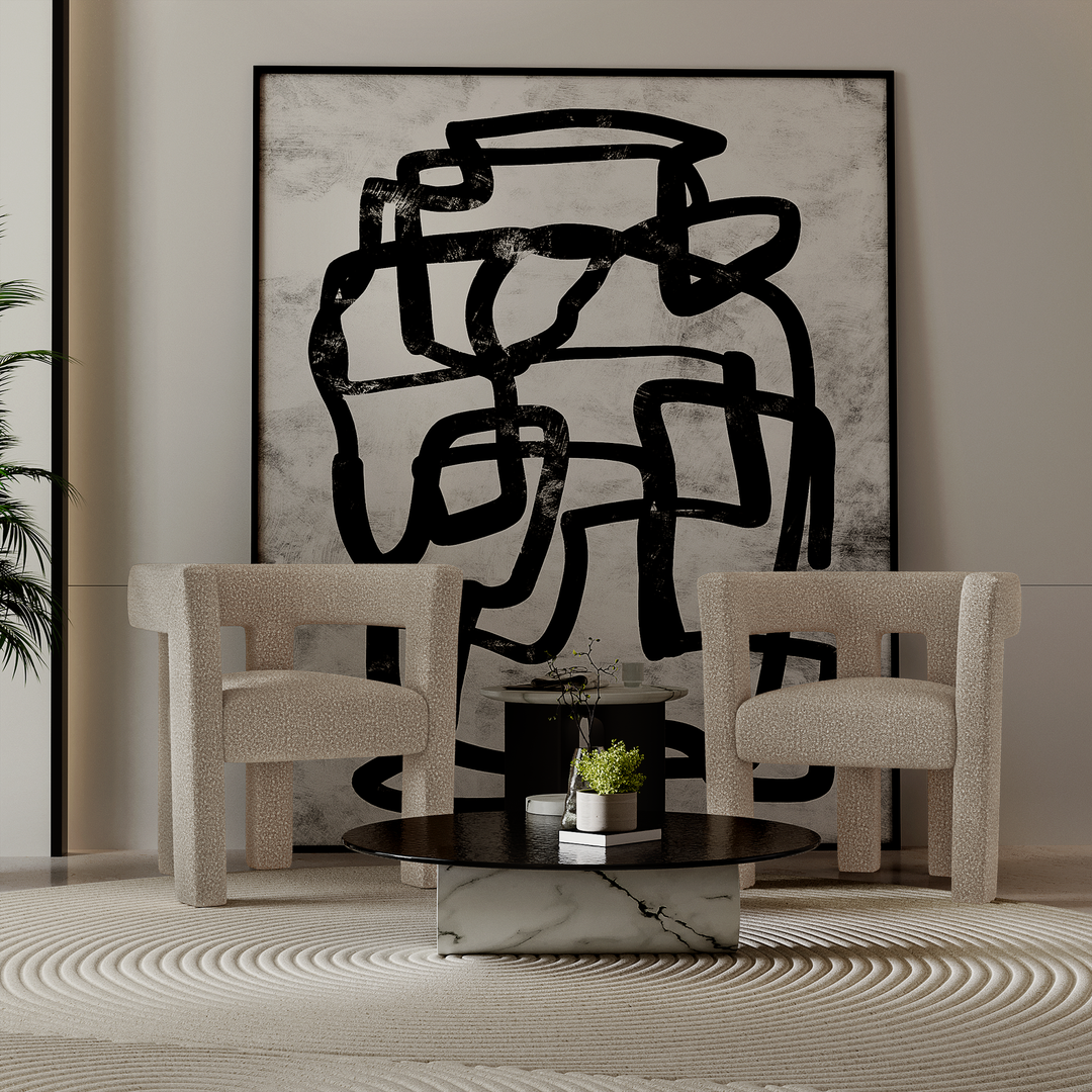 Fauteuil de salle à manger SIA HOME Alya en tissu bouclette taupe — photo produit