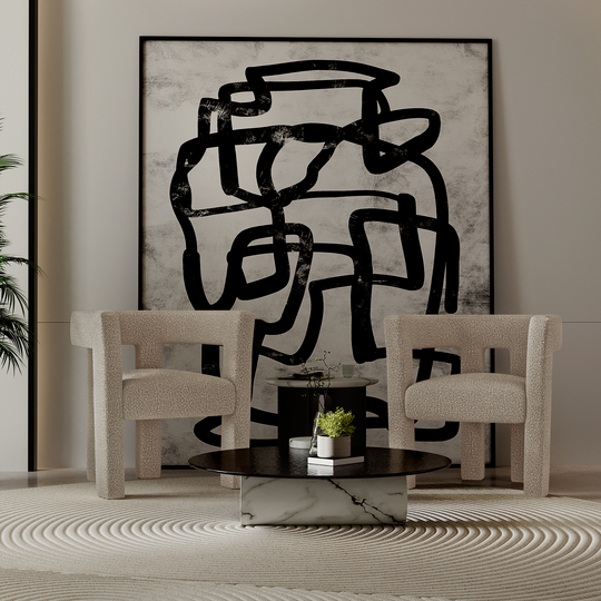 Fauteuil de salle à manger SIA HOME Alya en tissu bouclette taupe — photo produit