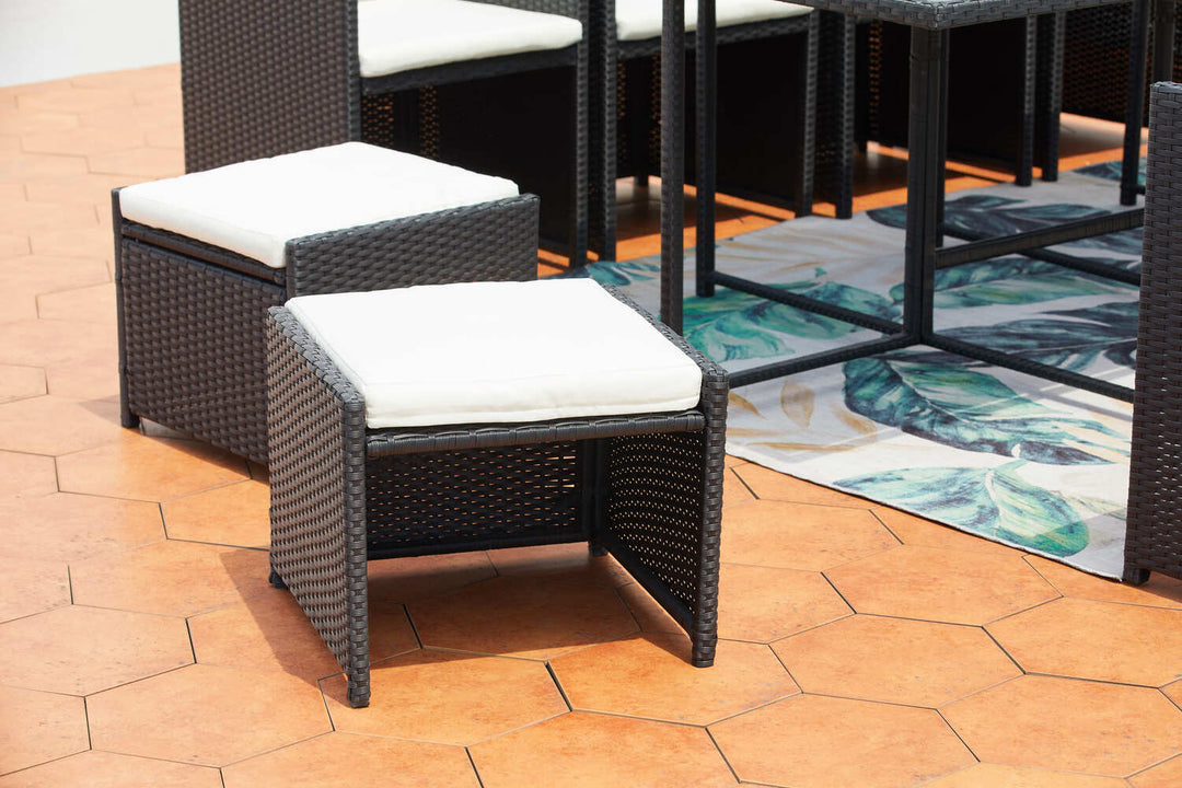 salon de jardin encastrable pour 12 personnes Noir et blanc