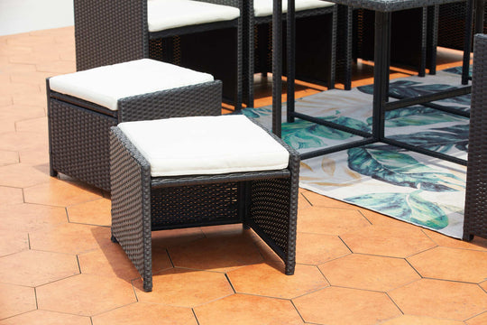 salon de jardin encastrable pour 12 personnes Noir et blanc