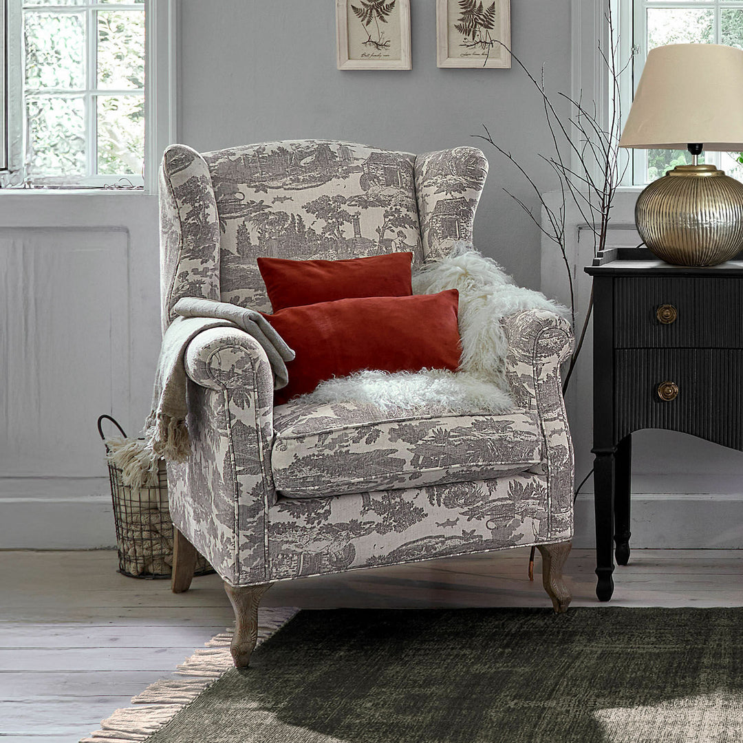 Fauteuil LOBERON Fallowmere Toile de Jouy Noir/Blanc — photo produit