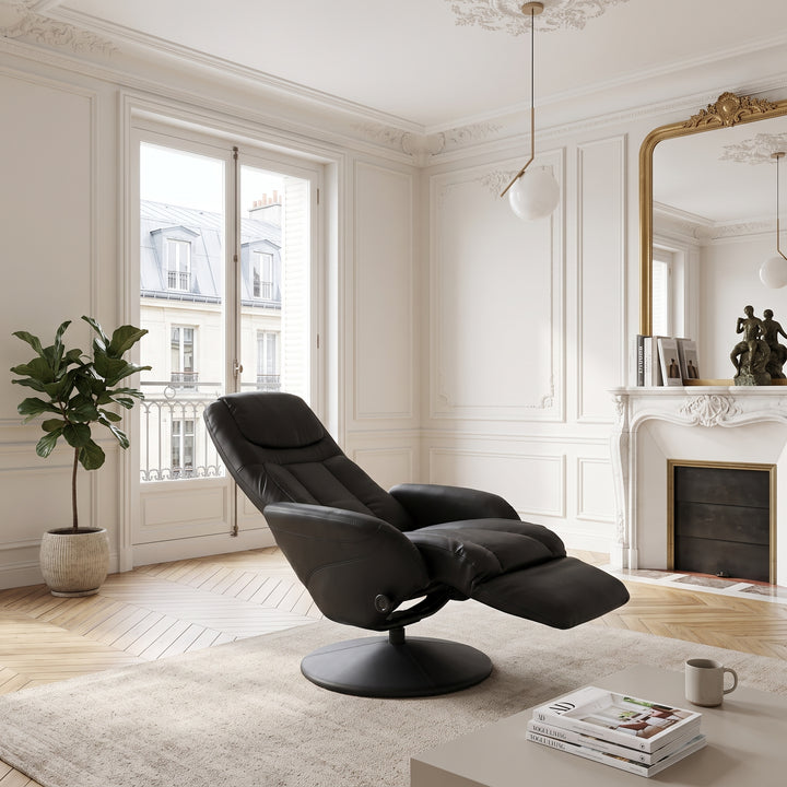Fauteuil inclinable HALMAR Optima en cuir vegan noir — en situation