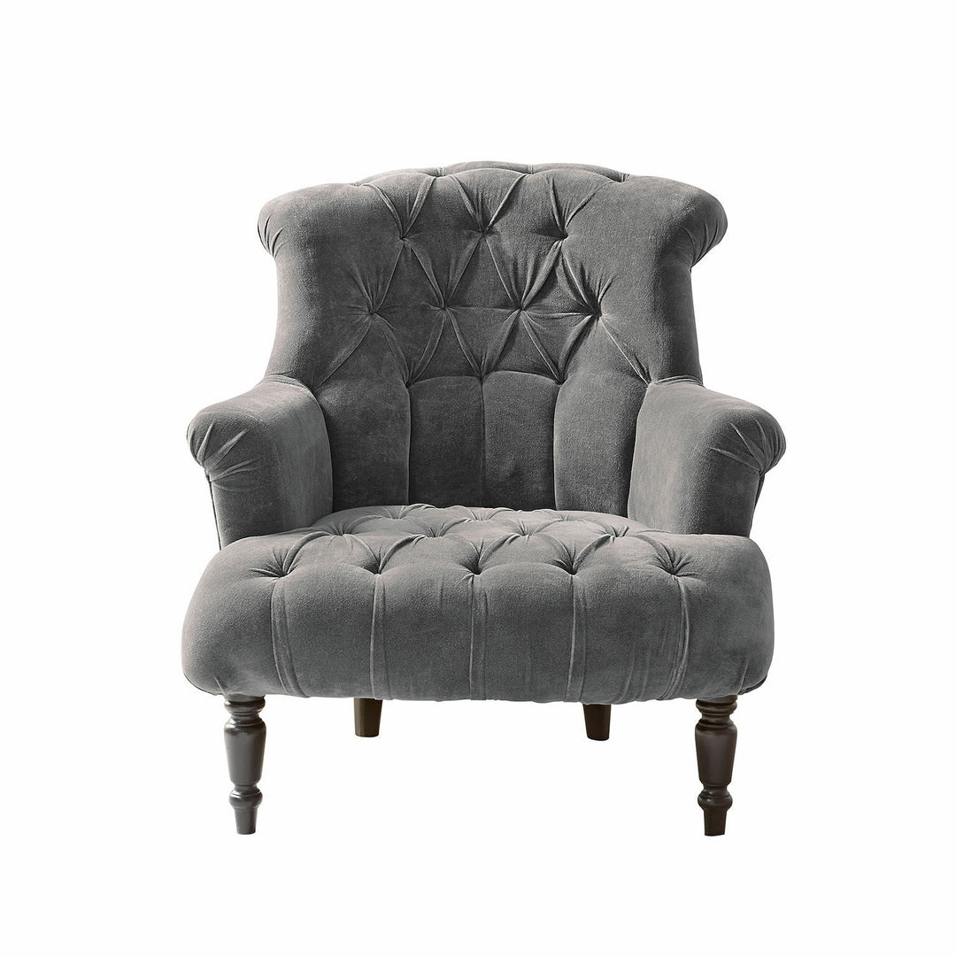 Fauteuil Chesterfield LOBERON Parranquet en velours gris — photo produit