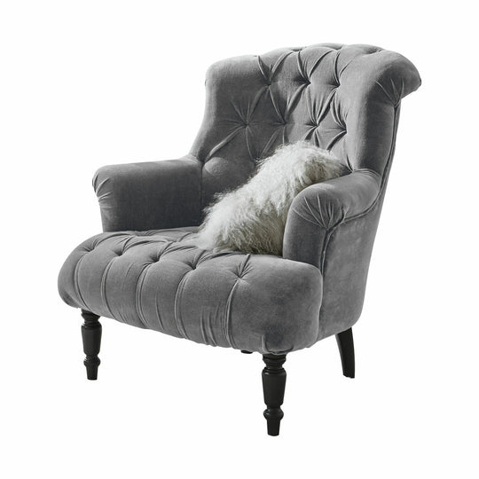 Fauteuil Chesterfield LOBERON Parranquet en velours gris — photo produit
