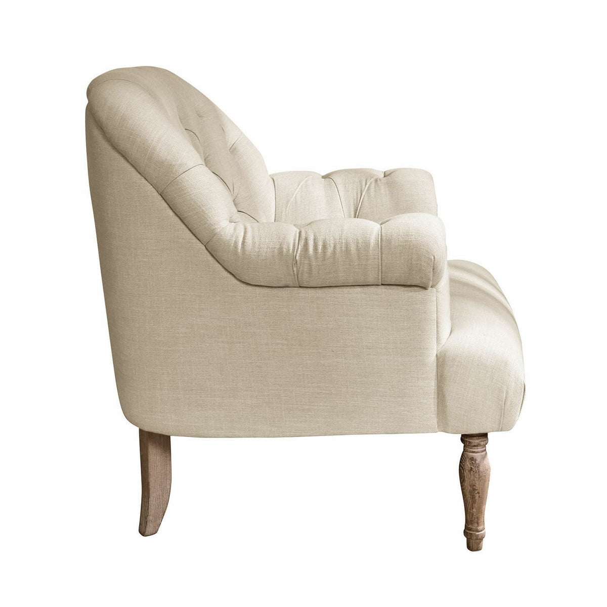 Fauteuil LOBERON Shambrook Chesterfield en tissu beige lin — photo produit