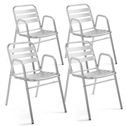 Lot de 4 chaises de jardin en aluminium avec accoudoirs NOTTING HILL