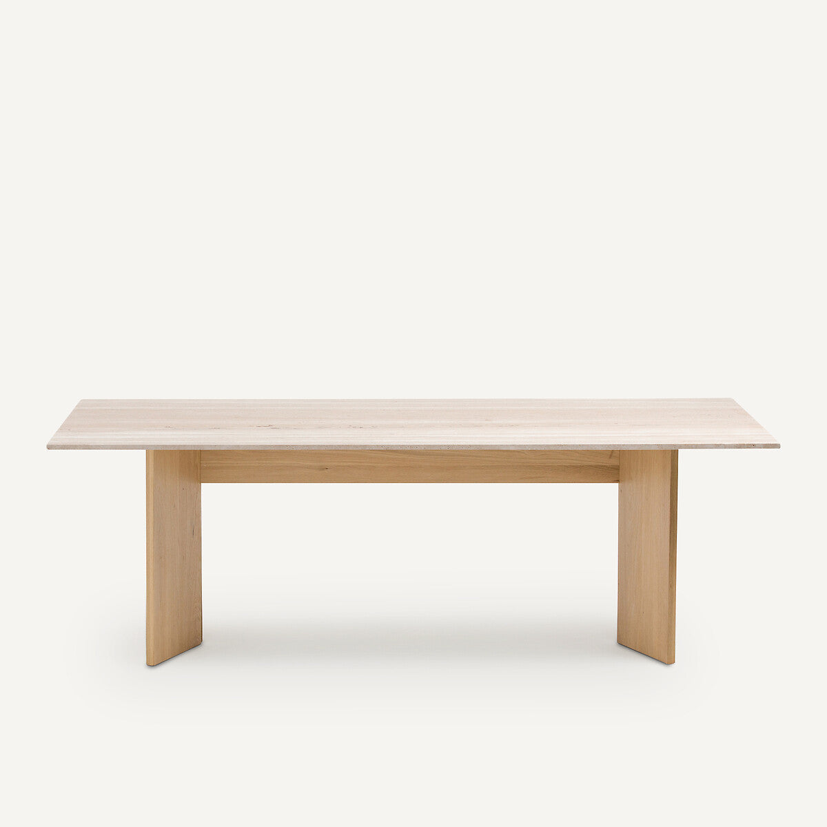 Table travertin chêne massif blanchi, Mindo AM.PM