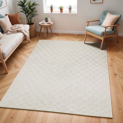 Tapis Scandinave à Carreaux Ivoire Gijon