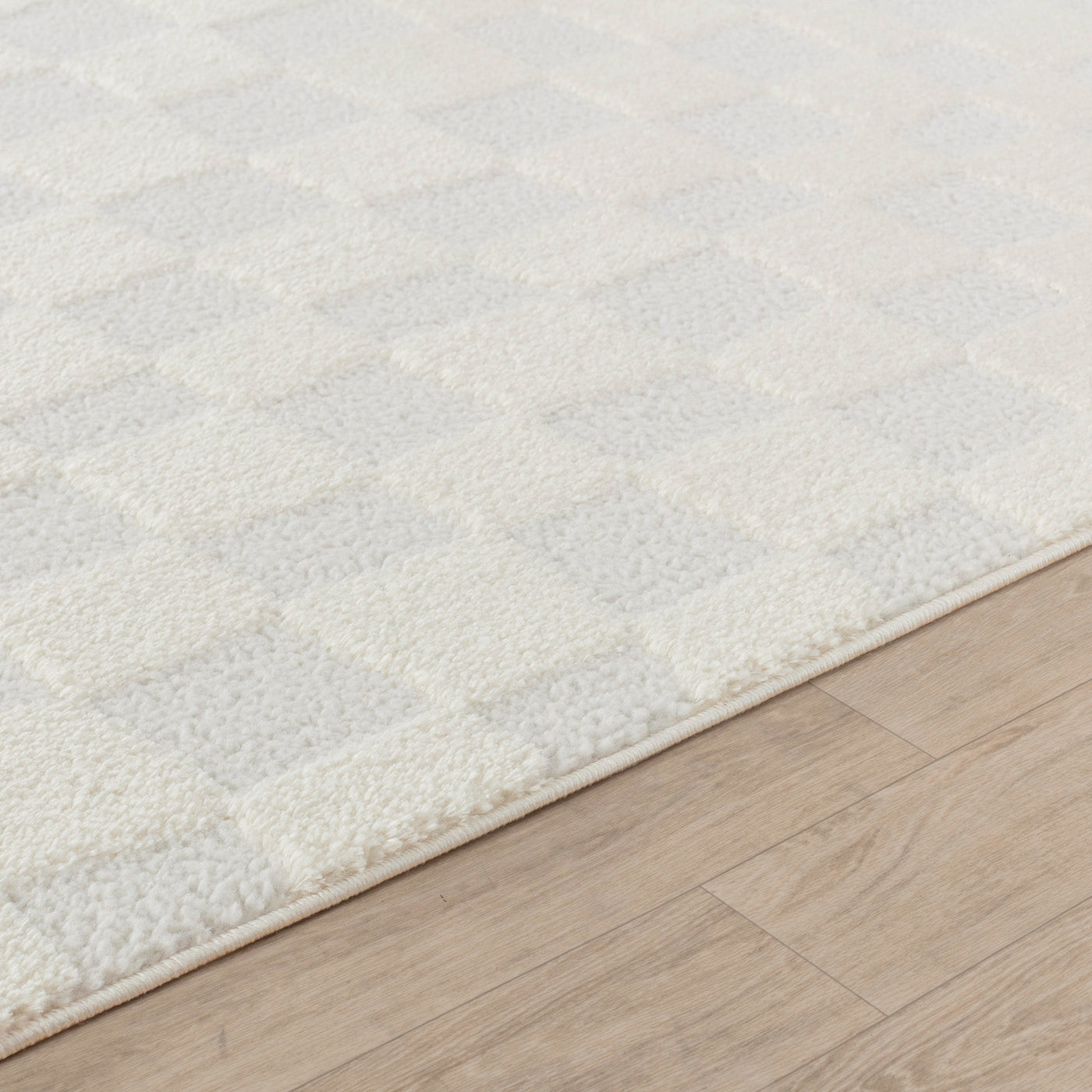 Tapis Scandinave à Carreaux Ivoire Gijon