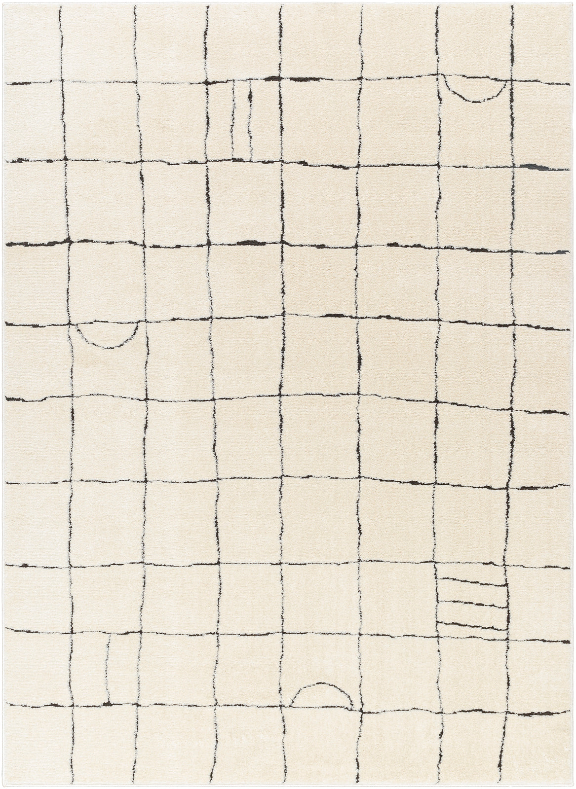 Tapis SURYA Inchon scandinave, motif quadrillage de lignes anthracite sur fond crème, vue 11