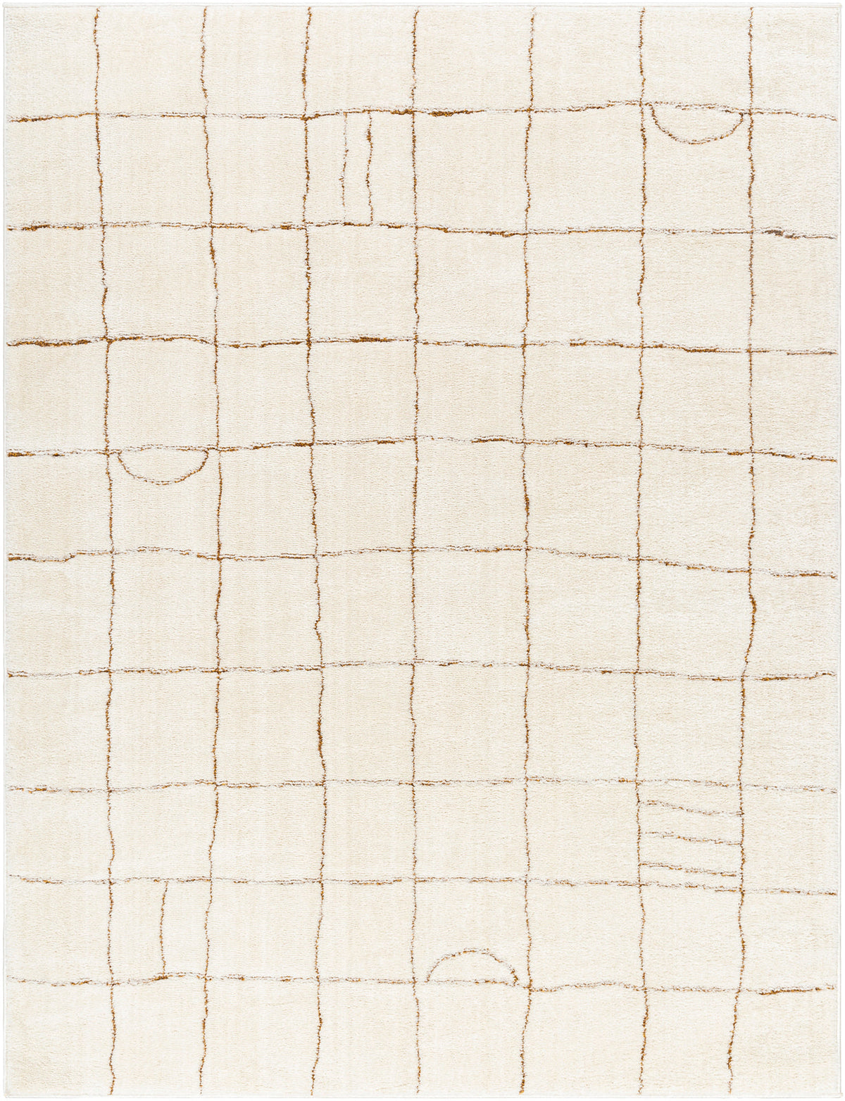 Tapis SURYA Inchon scandinave, motif quadrillage terracotta sur fond crème, vue 11