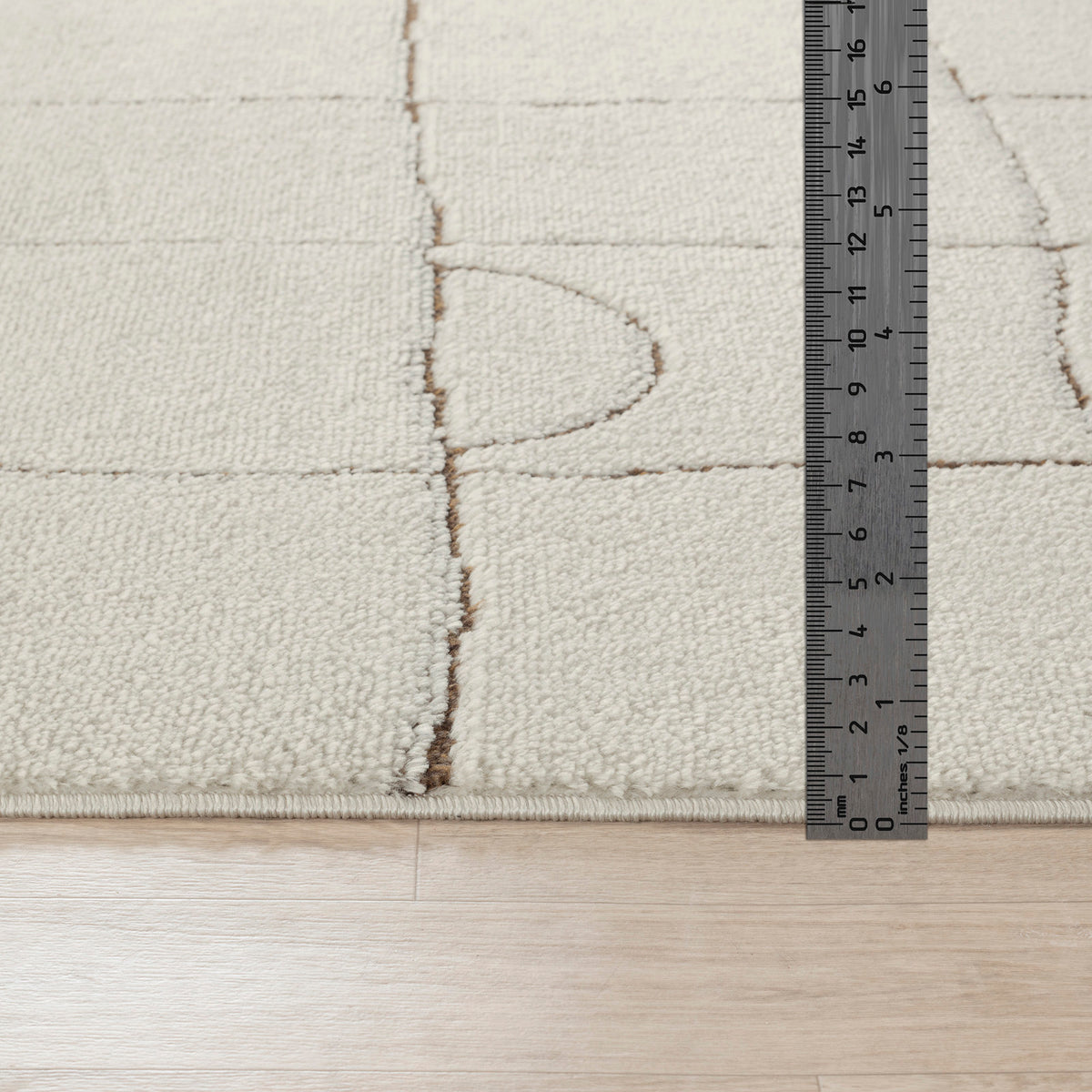 Tapis SURYA Inchon scandinave, motif quadrillage terracotta sur fond crème, vue 7